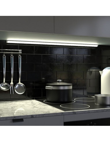 Réglette LED cuisine - 80 cm ultra fine - 6,5W - Blanc naturel 4000K -  Transformateur et Télécommande inclus
